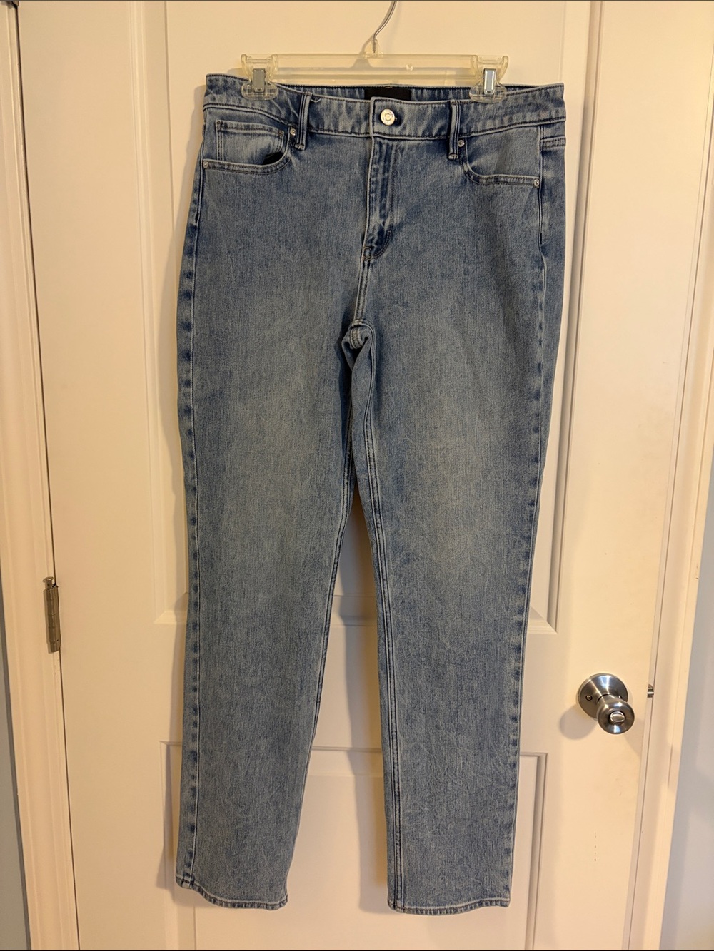 White House Black Market Straight-Leg Jeans in Light Blue Denim